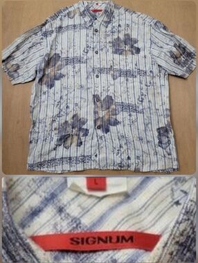 Signum 100% Linen Floral Shirt Size Large Men's Made In Germany